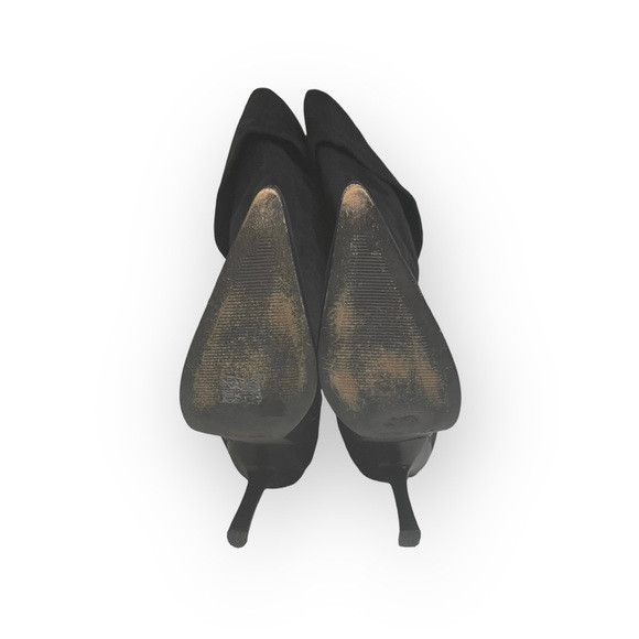 Bebe 𖤐 Over the Knee Stiletto Heeled Pointy Toe Boots 𖤐 Black Vegan Suede 𖤐 - Picture 11 of 16